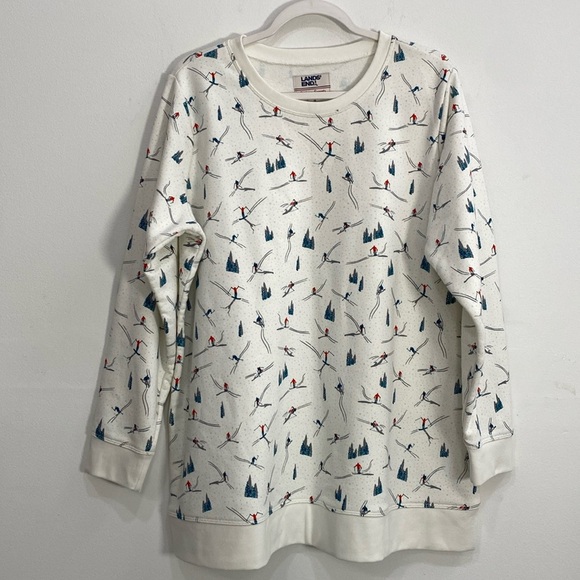 Lands' End Sweatshirt Ski print Winter 1X - Picture 1 of 9